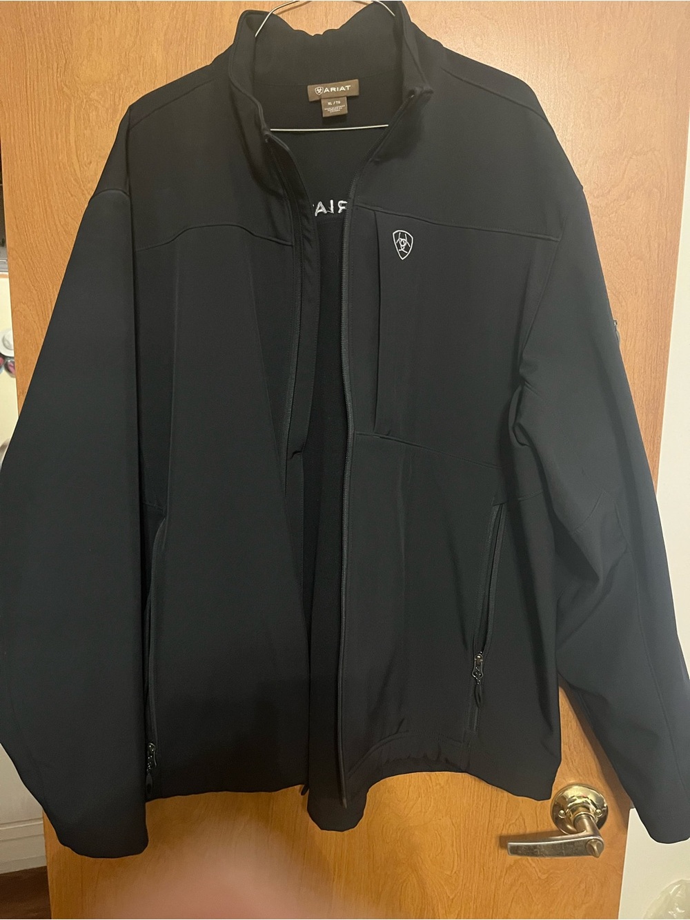 Ariat Men's Black Full-Zip Windbreaker and Rain Resistant Jacket.
